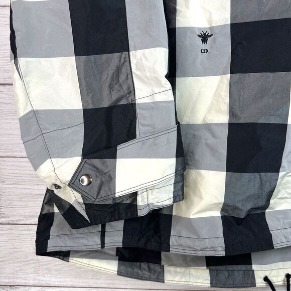 Christian Dior Anorak Hoodie Black White Plaid Print Oversized Jacket Size M - Picture 5 of 16